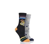 SOCKSHOP Harry Potter Women's Hogwarts and Golden Snitch Cotton Socks Pack of 2 Assorted 4-8