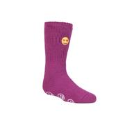 SOCKSHOP Heat Holders 1 Pair Emoji Heart Face Slipper Socks in Cerise | Size: 9-12 SOCKSHOP Heat Holders Cerise 9-12