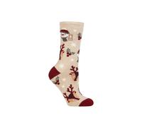 HEAT HOLDERS SOCKSHOP Women's Christmas Sock 1.6 TOG Lite Thermal, Warm, Cosy, Xmas Novelty Patterned Pack of 1 Size 4-8 Snowy Christmas