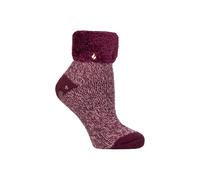 SOCKSHOP Heat Holders Women's 1 Pair Lounge Feather Turn Over Cuff Socks in Dark Red | Size: 4-8 SOCKSHOP Heat Holders Dark Red 4-8