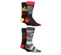 SockShop Iron Maiden Luxury Gift Box Cotton Socks 4 Pack | Fun cotton socks in luxury gift box featuring iconic designs, sizes 4-8, 6-11, 12-14, ideal for rock & heavy metal fans.