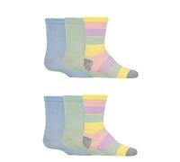 SockShop Kids Bamboo School Socks - Boys Girls Plain Striped Breathable, Soft, Cooling Socks Comfort Cuff Smooth Toe Seams 6 Pairs Blue Sage Stripe 9-12 Kids (4-7 Years)