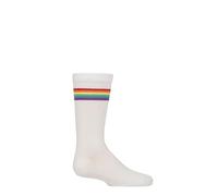 SockShop Kids’ Bamboo Socks with Comfort Cuff and Hand Linked Toes, Plain Bright Solid Striped Colours, Soft and Breathable, 1 Pair Pack Sports Stripe Rainbow 12.5-3.5 Kids (8-12 Years)