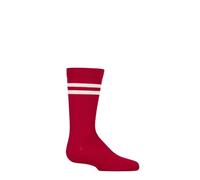 SockShop Kids’ Bamboo Socks with Comfort Cuff and Hand Linked Toes, Plain Bright Solid Striped Colours, Soft and Breathable, 1 Pair Pack Sports Stripe Red 12.5-3.5 Kids (8-12 Years)