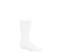 SockShop Kids’ Bamboo Socks with Comfort Cuff and Hand Linked Toes, Plain Bright Solid Striped Colours, Soft and Breathable, 1 Pair Pack - White 9-12 Kids