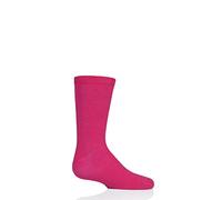 SockShop Kids’ Bamboo Socks with Comfort Cuff and Hand Linked Toes, Plain Bright Solid Striped Colours, Soft and Breathable, 1 Pair Pack - Bright Pink 9-12 Kids