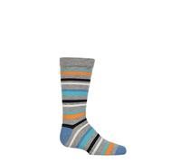SockShop Kids’ Bamboo Socks with Comfort Cuff and Hand Linked Toes, Plain Bright Solid Striped Colours, Soft and Breathable, 1 Pair Pack Grey/Blue/Orange 4-5.5 Kids