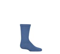SockShop Kids’ Bamboo Socks with Comfort Cuff and Hand Linked Toes, Plain Bright Solid Striped Colours, Soft and Breathable, 1 Pair Pack - Denim 12.5-3.5 Kids