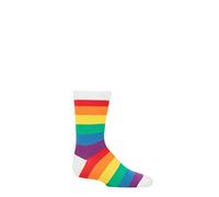 SockShop Kids’ Bamboo Socks with Comfort Cuff and Hand Linked Toes, Plain Bright Solid Striped Colours, Soft and Breathable, 1 Pair Pack Rainbow Stripes 4-5.5