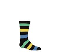 SockShop Kids’ Bamboo Socks with Comfort Cuff and Hand Linked Toes, Plain Bright Solid Striped Colours, Soft and Breathable, 1 Pair Pack Black/Blue/Green 9-12 Kids