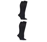 SockShop Ladies 4 Pair Plain Bamboo Knee High Socks - Black 4-8