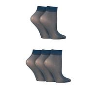 SockShop Ladies 5 Pair 15 Denier Ankle Highs (4-8, Navy)