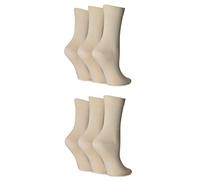 SockShop Ladies 6 Pair Socks - Soft, Breathable & Cooling Bamboo Socks with a Gentle Comfort Cuff in Plains and Stripes, Bright and Colourful Multipack Natural 4-8