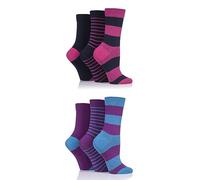 SockShop Ladies 6 Pair Socks - Soft, Breathable & Cooling Bamboo Socks with a Gentle Comfort Cuff in Plains and Stripes, Bright and Colourful Multipack Bold Stripe 4-8