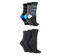 SockShop Ladies 6 Pair Socks - Soft, Breathable & Cooling Bamboo Socks with a Gentle Comfort Cuff in Plains and Stripes, Bright and Colourful Multipack BNG Stripe 4-8