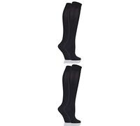SockShop Ladies Bamboo Kneehigh Socks - Knee High Soft Breathable Cooling Socks with Smooth Toe Seams, Plain & Striped Size 4-8 Many Colours 4 Pair Multipack Black 4-8