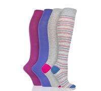 SockShop Ladies Bamboo Kneehigh Socks - Knee High Soft Breathable Cooling Socks with Smooth Toe Seams, Plain & Striped Size 4-8 Many Colours 4 Pair Multipack Neon Lights/Silver Glow 4-8