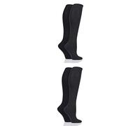 SockShop Ladies Bamboo Kneehigh Socks - Knee High Soft Breathable Cooling Socks with Smooth Toe Seams, Plain & Striped Size 4-8 Many Colours 4 Pair Multipack Grey 4-8