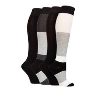 SockShop Ladies Bamboo Kneehigh Socks - Knee High Soft Breathable Cooling Socks with Smooth Toe Seams, Plain & Striped Size 4-8 Many Colours 4 Pair Multipack Black Grey Stripes 4-8