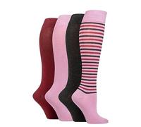 SockShop Ladies Bamboo Kneehigh Socks - Knee High Soft Breathable Cooling Socks with Smooth Toe Seams, Plain & Striped Size 4-8 Many Colours 4 Pair Multipack Smokey Pink 4-8