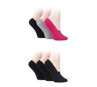 SockShop Ladies Bamboo Shoe Liner - Soft, Breathable, Cooling Plain Fine High Cut Liner Low Short for Trainers 6 Pair Multipack Size 4-8 Black Fashion