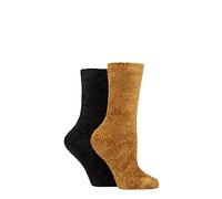 SockShop Ladies Chenille Boot Socks Pack of 2 (4-8, French Mustard)