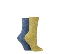 SockShop Ladies Chenille Boot Socks Pack of 2 (4-8, Moonlight Blue)