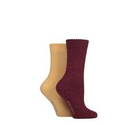 SockShop Ladies Cushioned Boot Socks - Wool Mix Striped & Plain in a 2 Pair Multipack for Outdoors, Hiking & Walking (UK, Numeric, 4, 8, Regular, Regular, Cinnamon Plain)