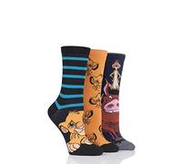 SockShop Ladies Disney The Lion King Cotton Socks Pack of 3 Assorted 4-8