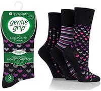 SockShop Ladies Gentle Grip Bamboo Socks Black Berry Mixed