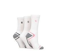 SockShop Ladies Performance Sport Cushioned Crew Socks Pack of 3 in sizes 4-8 Assorted Colours Perfect for Sports and the Gym White 4-8