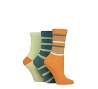 SockShop Ladies’ Plain Patterned Striped Bamboo Socks Soft Breathable Socks Assorted Colours 4-8 Pack of 3 Striped Marmalade
