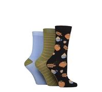 SockShop Ladies Soft, Cooling & Breathable Bamboo Feather Textured Patterned Socks in a Multipack of 3 Pairs Size 4-8 (UK, Numeric, 4, 8, Regular, Regular, Pumpkin Spice)