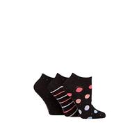 SockShop Ladies Speckled Bamboo Trainer Socks Pack of 3 Black Spot 4-8