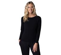 SockShop Lazy Panda Ladies’ Bamboo Loungewear Selection, Tops, Vests, Shorts and Bottoms in Plains and Stripes, Sizes 10 to 16, Soft and Breathable, Pack of 1 Black Long Sleeved Top 16