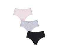 SockShop Lazy Panda Ladies' Bamboo Low Rise Shorties Pack of 3 Black/Grey/Pink 12 Ladies