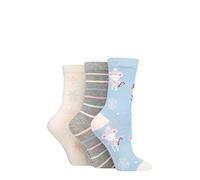 SockShop Lazy Panda Ladies Christmas Bamboo Socks Pack of 3 Snow Mice 4-8