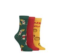 SockShop Lazy Panda Ladies Christmas Bamboo Socks Pack of 3 (UK, Numeric, 4, 8, Regular, Regular, Merry Cheesemas)