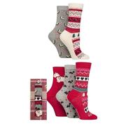 SockShop Lazy Panda Ladies Gift Boxed Christmas Bamboo Socks Pack of 5 (UK, Numeric, 4, 8, Regular, Regular, Christmas)