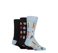 SockShop Lazy Panda Mens Socks - Fun & Novelty Patterned Soft Breathable Cooling Bamboo Material Gift Idea in a Multipack of 3 (UK, Numeric, 7, 11, Regular, Regular, Guitars)