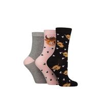 SockShop Lazy Panda Womens Socks - Novelty, Fun, Bright, Patterned, Animals, Soft & Breathable Bamboo in Size 4-8 Ladies, Multipack of 3 (UK, Numeric, 4, 8, Regular, Regular, Highland Cow)