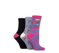 SockShop Lazy Panda Womens Socks - Novelty, Fun, Bright, Patterned, Animals, Soft & Breathable Bamboo in Size 4-8 Ladies, Multipack of 3 (UK, Numeric, 4, 8, Regular, Regular, Espresso Yourself)
