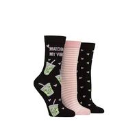 SockShop Lazy Panda Womens Socks - Novelty, Fun, Bright, Patterned, Animals, Soft & Breathable Bamboo in Size 4-8 Ladies, Multipack of 3 (UK, Numeric, 4, 8, Regular, Regular, Matcha My Vibe)
