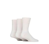 SockShop Men’s 3 Pair Gentle Grip Bamboo Leisure Socks - Cushioned Foot, Soft Breathable Comfort Top, Non Binding Everyday Work or Casual Socks, UK 6-11 White