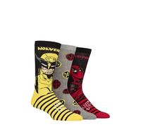 SockShop Men’s Cotton Socks - 3 Pack Deadpool and Wolverine Character Designs, Soft Breathable Fit, Superhero Gift Idea for Fans, Size 6-11 & 12-14 Assorted 12-14