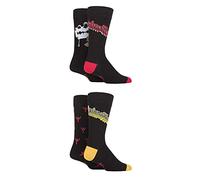 SockShop Men’s Judas Priest Gift Boxed Cotton Socks Exclusive Pack of 4 Rock and Heavy Metal Assorted Designs Black 6-11