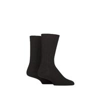 SockShop Men’s Wool Mix Boot Socks - 2 Pack Plain Crew Length, Soft Warm for Cold Weather Comfort, Ribbed Outdoor Boots, Size 7-11 Black