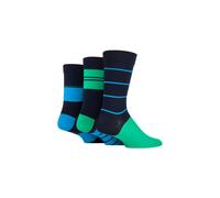 SOCKSHOP Men's 3 Pair Comfort Cuff Gentle Bamboo Striped Socks with Smooth Toe Seams in Dark Navy | Size: 7-11 SockShop Dark Navy 7-11