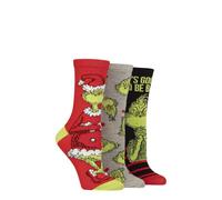 SOCKSHOP Mens & 3 Pair Grinch Cotton Socks | Size: 4-7 SockShop Multicolor 4-7