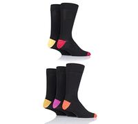 SockShop Men's 5 Pair Contrast Heel and Toe Bamboo Socks (7-11, Red Hot/Black)